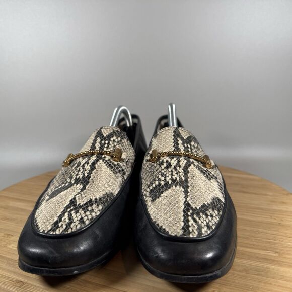 Sam Edelman Lior Horsebit Buckle‎ Loafers Womens 7.5 Black Snake Leather Shoes - Picture 2 of 8